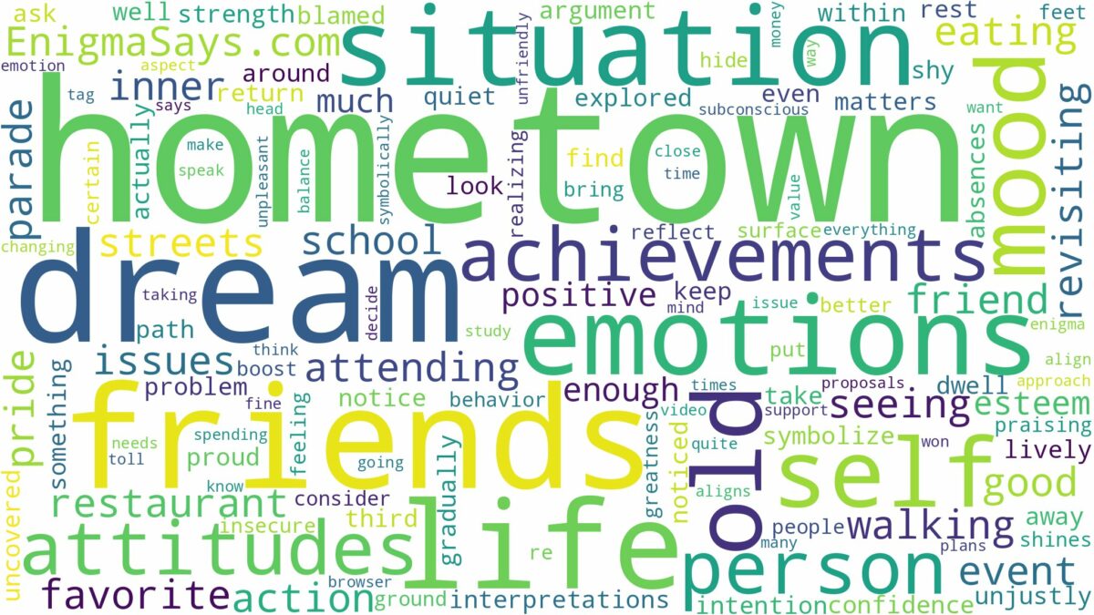 dream of being in your hometown and related dreams with their meanings in a word cloud