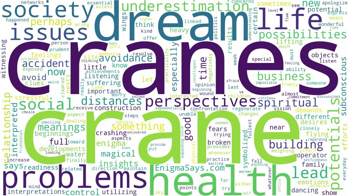 dreams about cranes and related dreams with their meanings in a word cloud