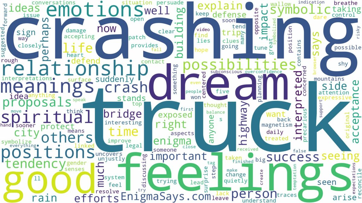 dream of crashing a truck and related dreams with their meanings in a word cloud