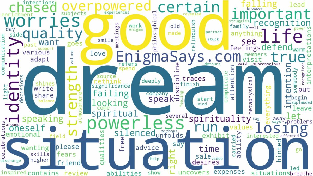 dream of being powerless and related dreams with their meanings in a word cloud