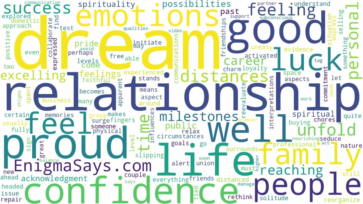 dream of being proud and related dreams with their meanings in a word cloud