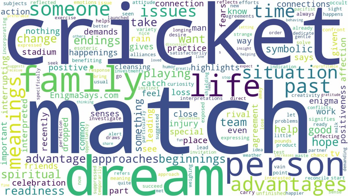 dream about cricket match and related dreams with their meanings in a word cloud