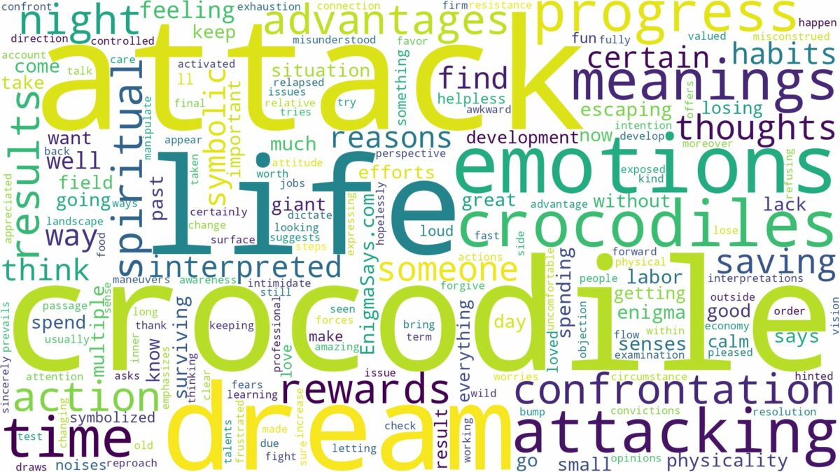 dream about crocodile attack and related dreams with their meanings in a word cloud