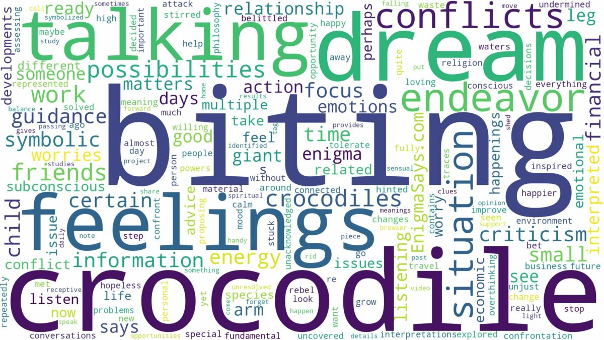 dreaming of crocodile biting you and related dreams with their meanings in a word cloud