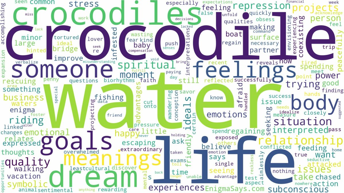 dream about crocodile in water and related dreams with their meanings in a word cloud