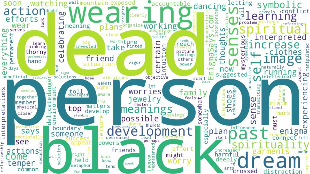 dreaming about a dead person wearing black and related dreams with their meanings in a word cloud