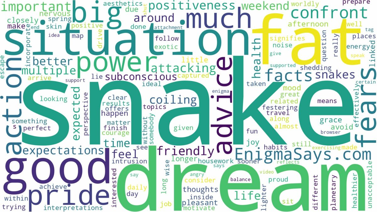 dream about big fat snake and related dreams with their meanings in a word cloud