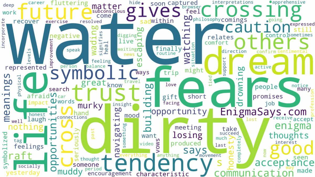 dreaming of crossing dirty water and related dreams with their meanings in a word cloud