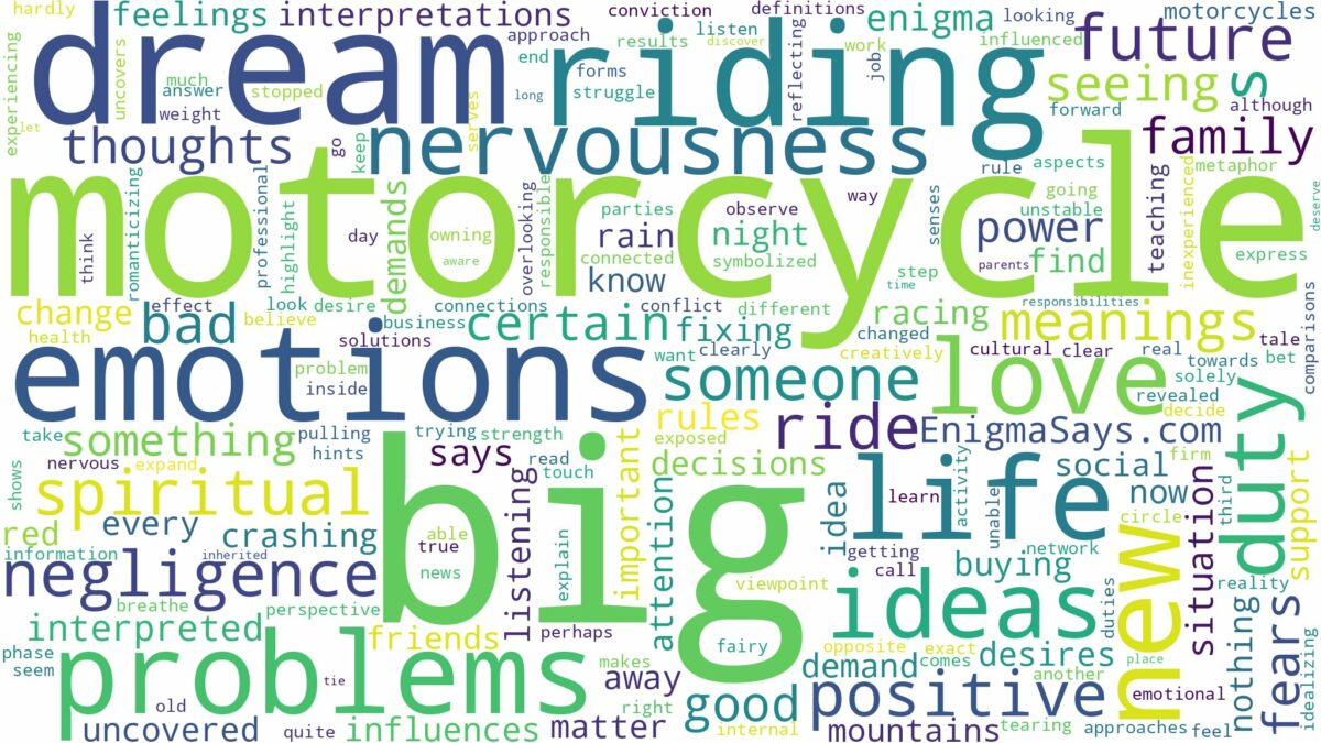 dream about big motorcycle and related dreams with their meanings in a word cloud