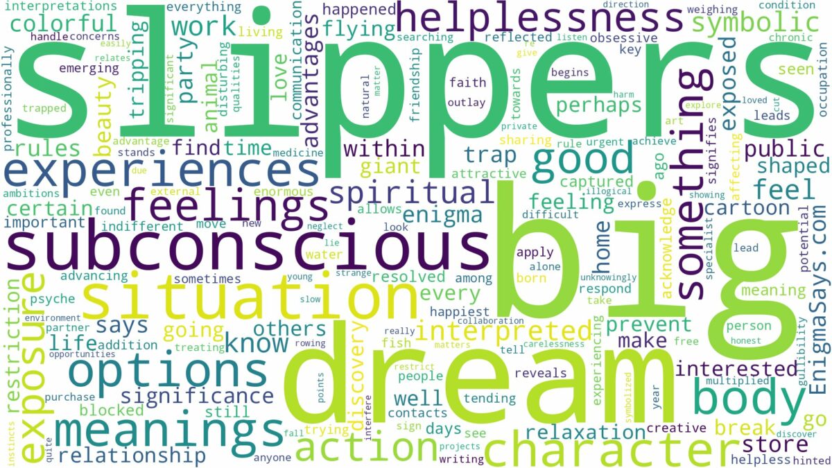 dream about big slippers and related dreams with their meanings in a word cloud