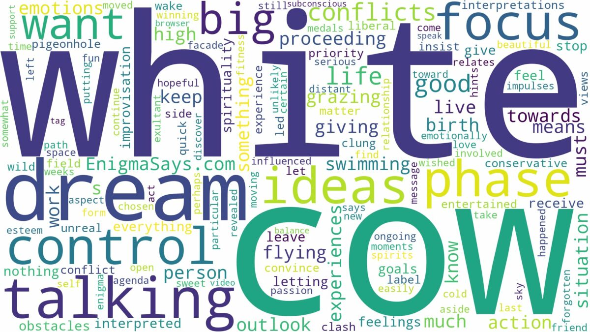 dream about big white cow and related dreams with their meanings in a word cloud