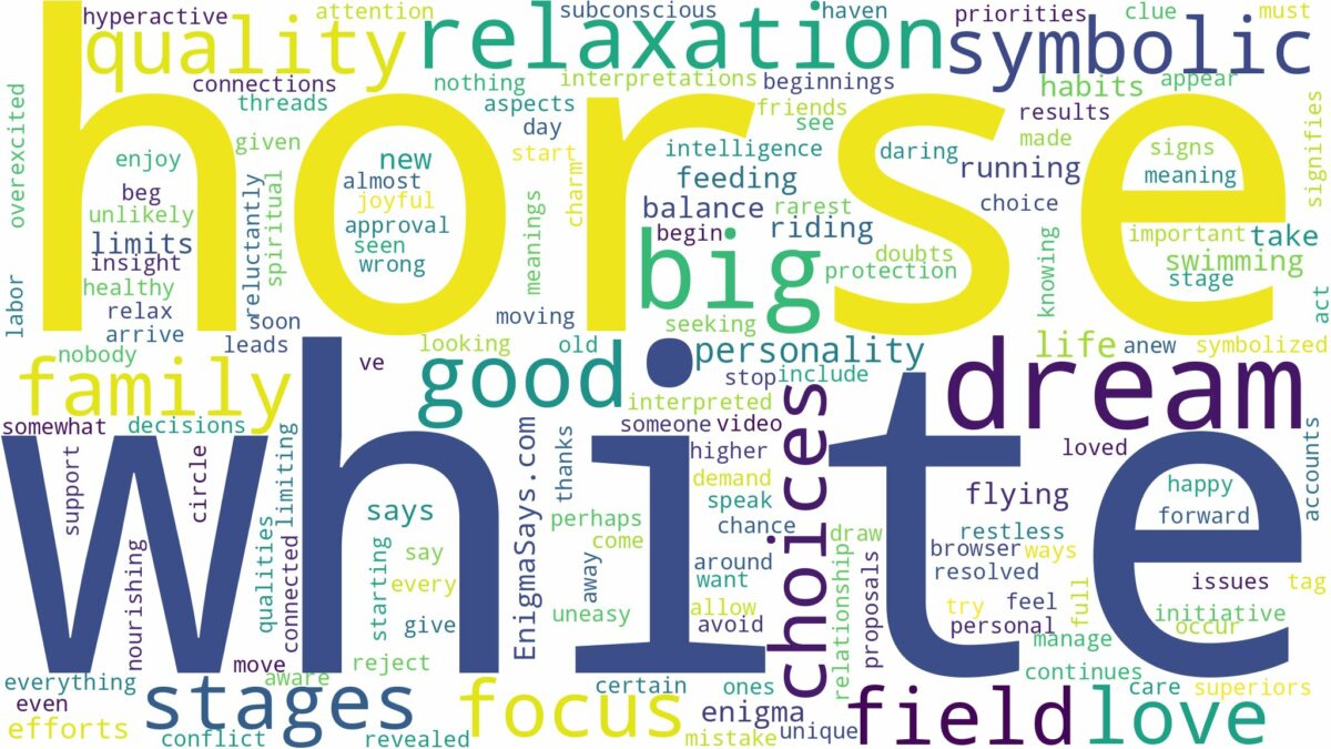 dream about big white horse and related dreams with their meanings in a word cloud