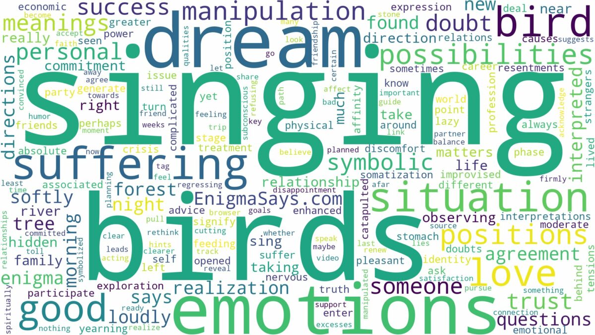 dreaming of bird singing and related dreams with their meanings in a word cloud