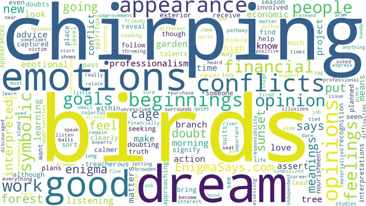 dreams about birds chirping and related dreams with their meanings in a word cloud