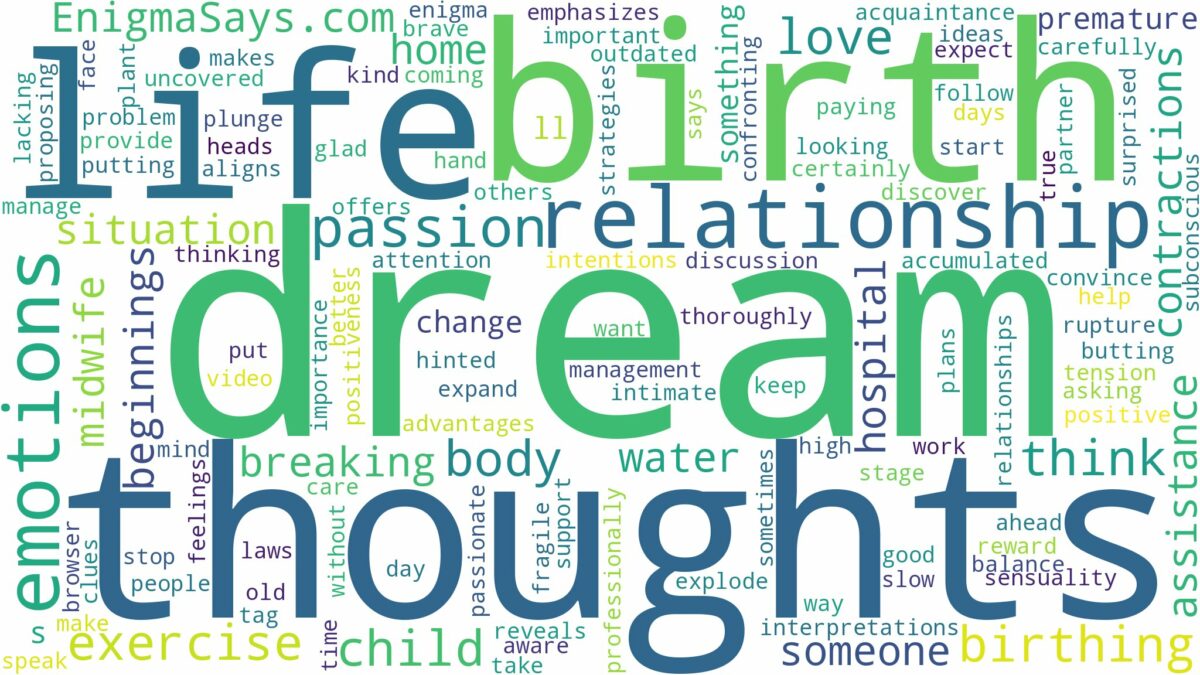 dream of birthing a child and related dreams with their meanings in a word cloud