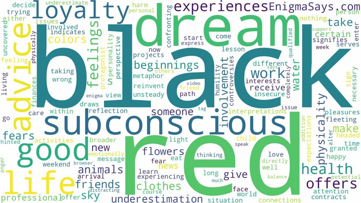 dream about black and red and related dreams with their meanings in a word cloud