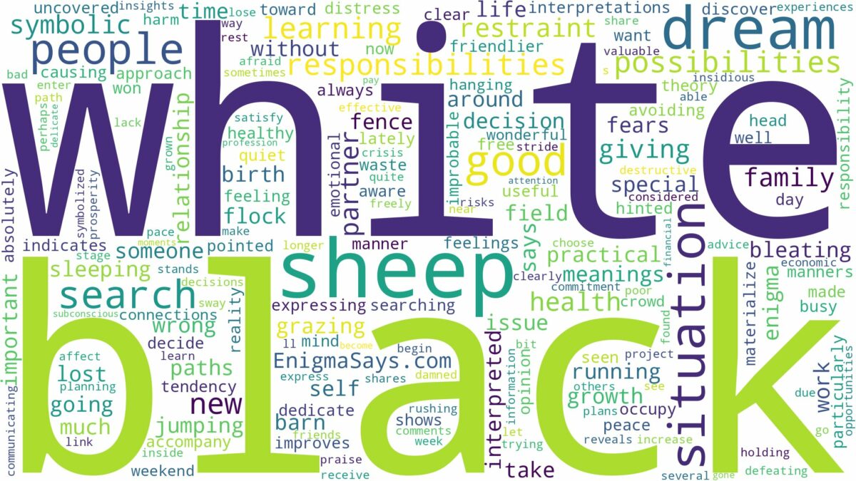 dream about black and white sheep and related dreams with their meanings in a word cloud