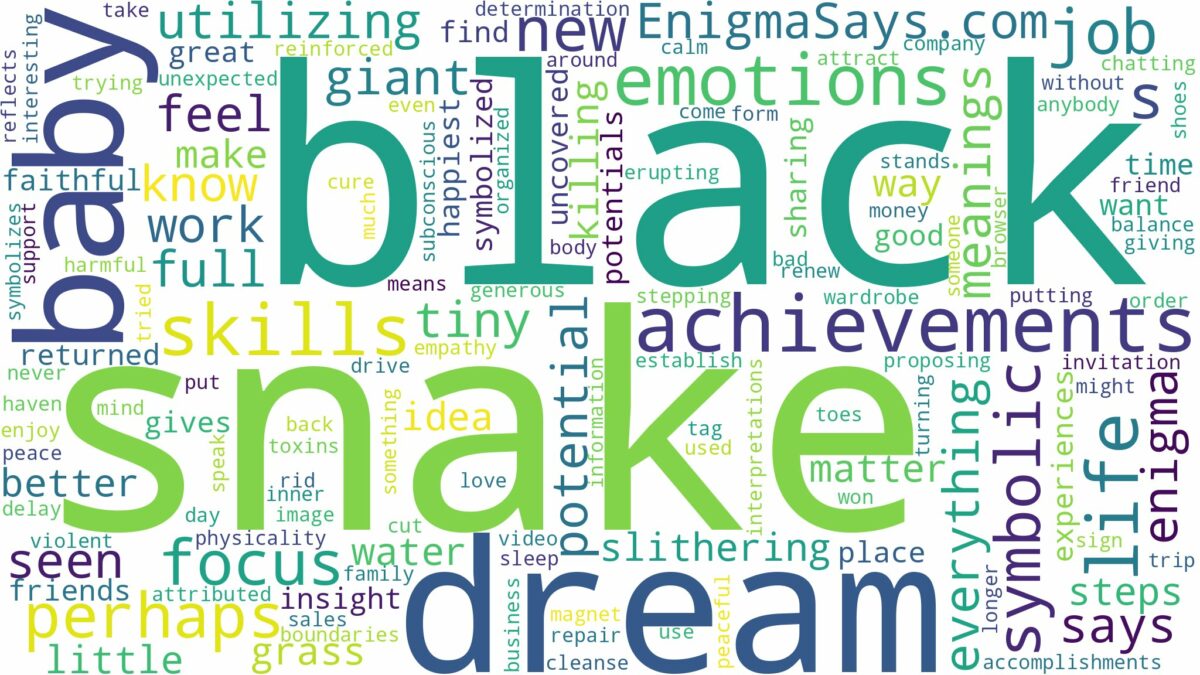 dream about black baby snake and related dreams with their meanings in a word cloud