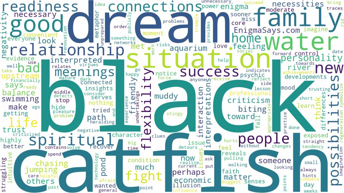 dream about black catfish and related dreams with their meanings in a word cloud