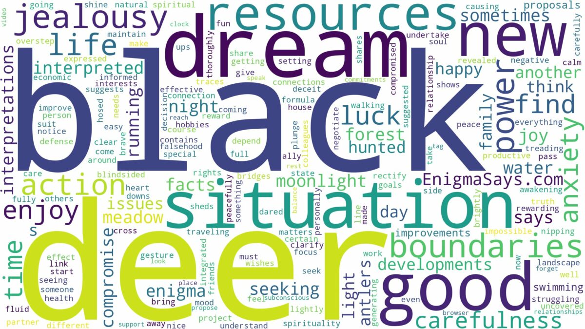 dream about black deer and related dreams with their meanings in a word cloud