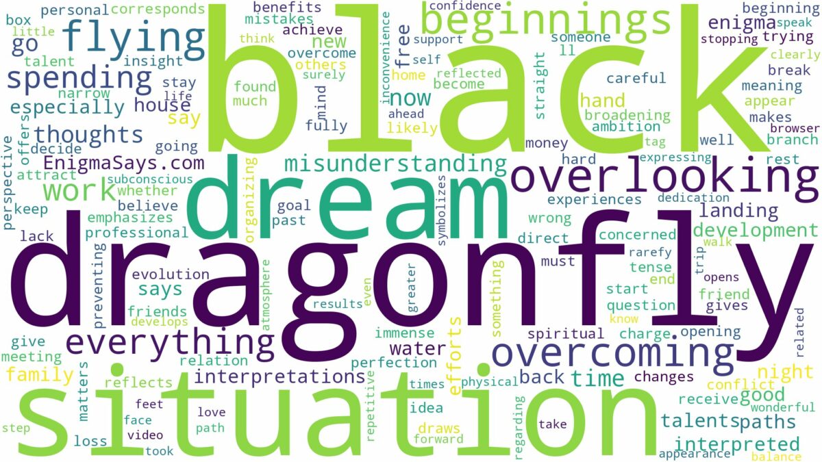 dream about black dragonfly and related dreams with their meanings in a word cloud