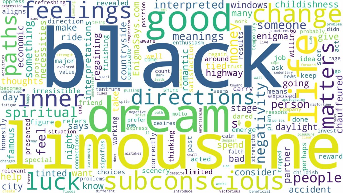 dream about black limousine and related dreams with their meanings in a word cloud