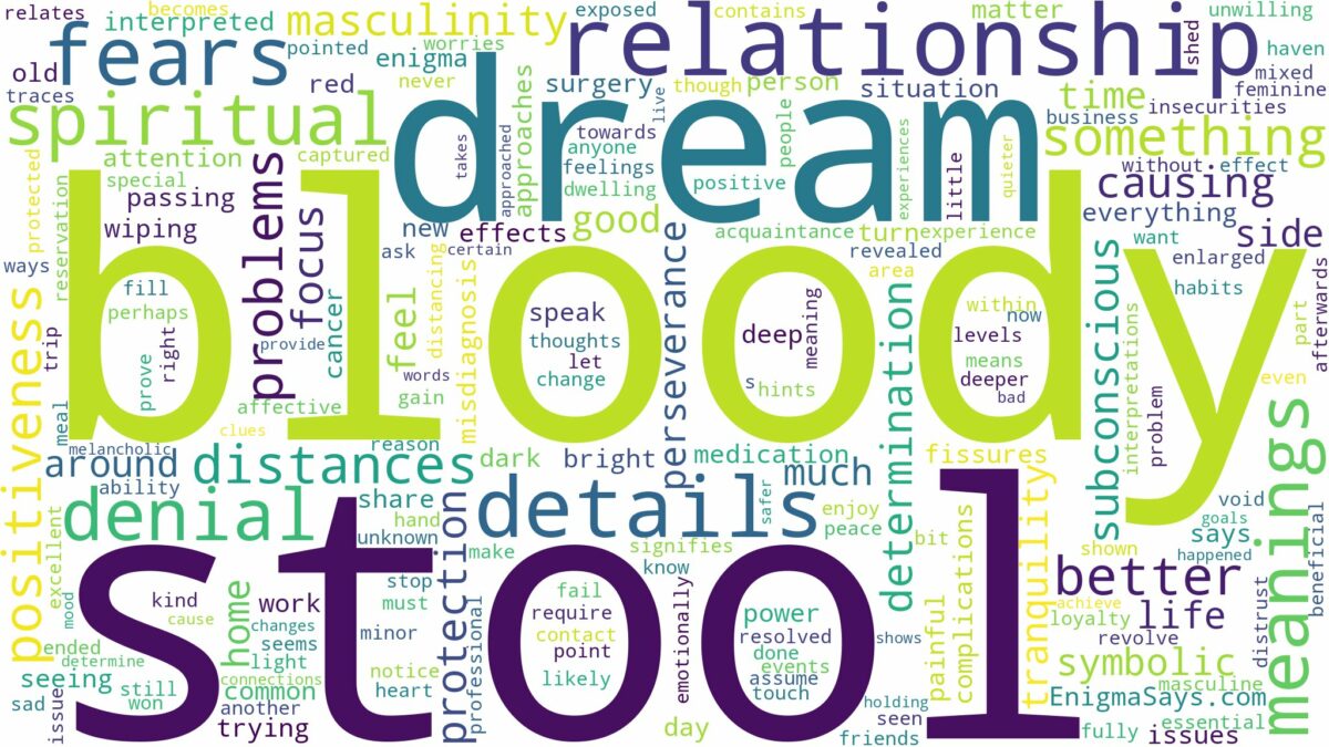 dream about bloody stool and related dreams with their meanings in a word cloud