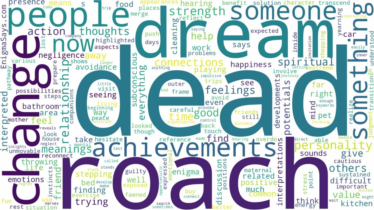 dream about a dead roach and related dreams with their meanings in a word cloud