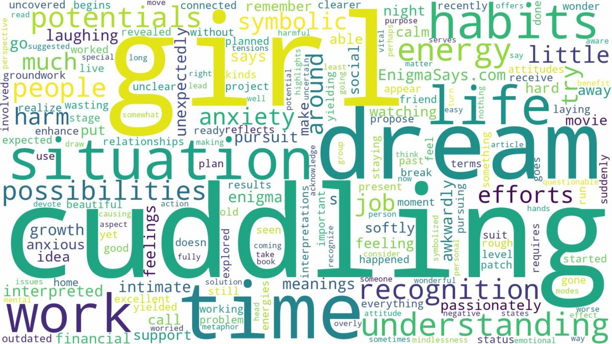 dreaming of cuddling with a girl and related dreams with their meanings in a word cloud