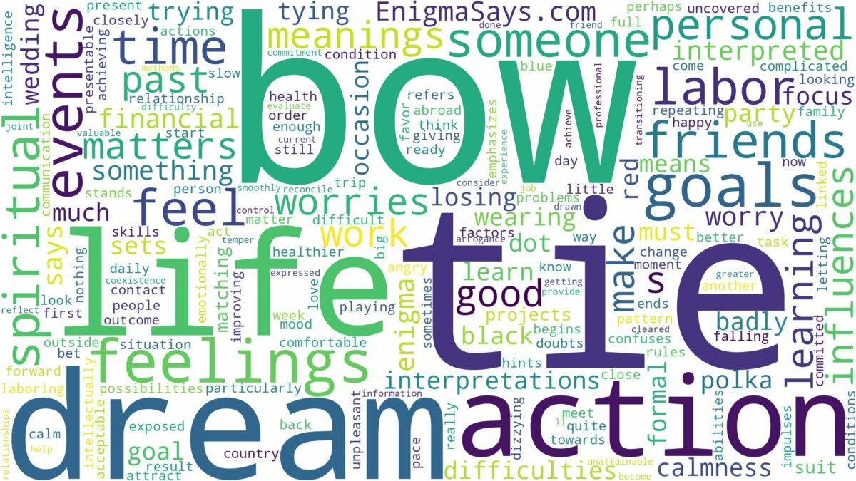 dream about bow tie and related dreams with their meanings in a word cloud