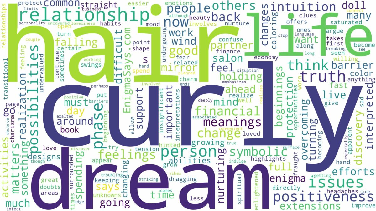 dream about curly hair and related dreams with their meanings in a word cloud