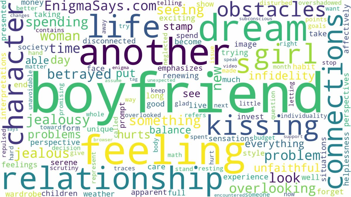 dreaming about boyfriend kissing another girl and related dreams with their meanings in a word cloud