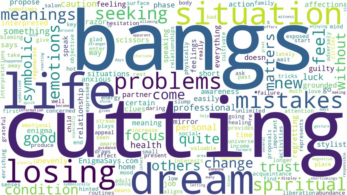 dream of cutting bangs and related dreams with their meanings in a word cloud