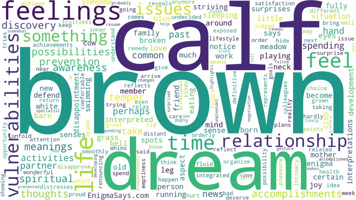 dream about brown calf and related dreams with their meanings in a word cloud