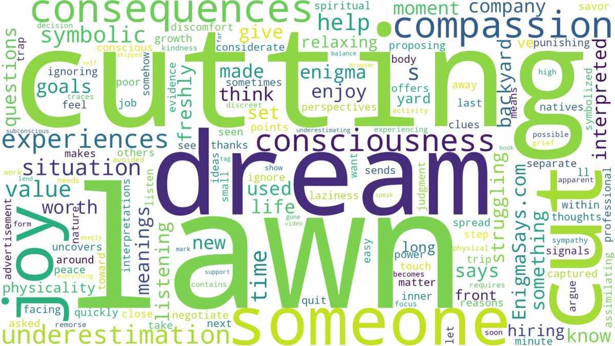 dream of cutting lawn and related dreams with their meanings in a word cloud