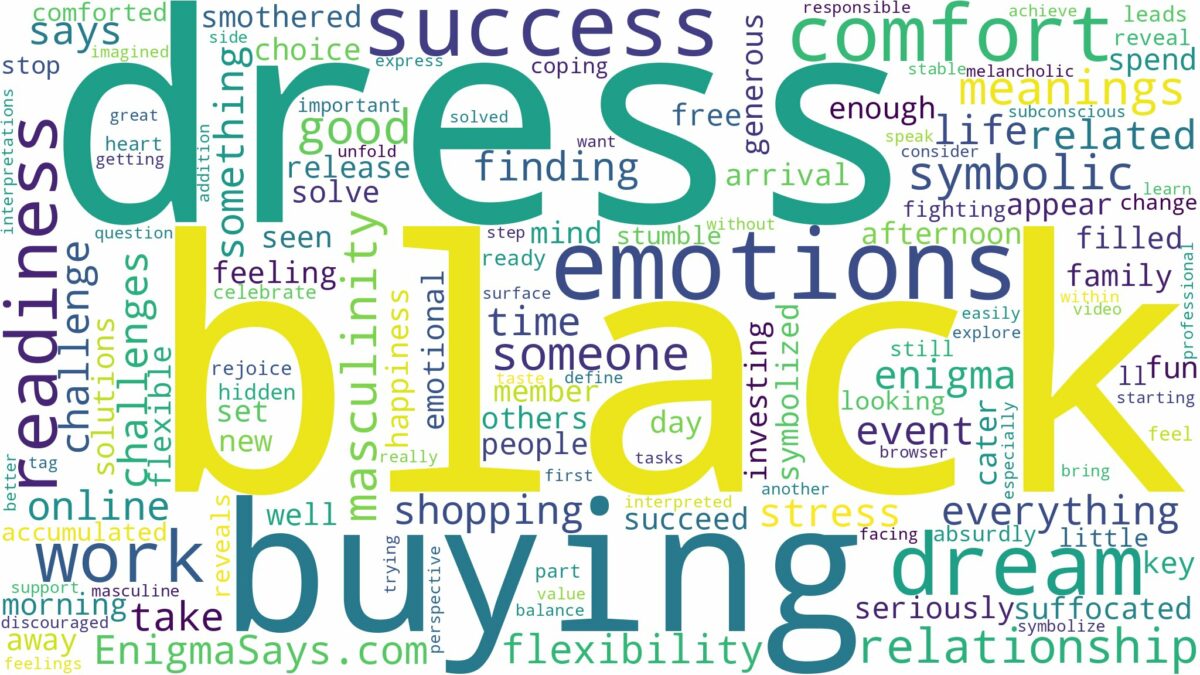 dreaming of buying a black dress and related dreams with their meanings in a word cloud