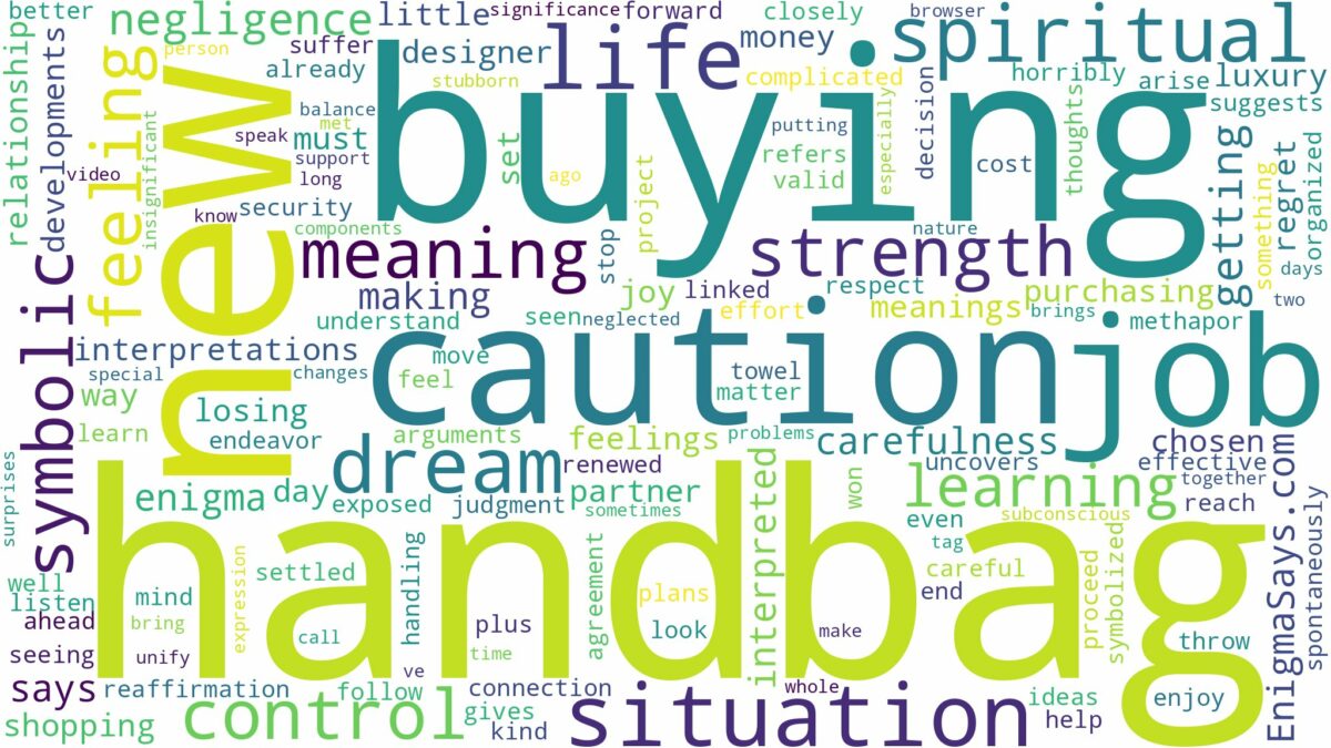 dreaming of buying a new handbag and related dreams with their meanings in a word cloud