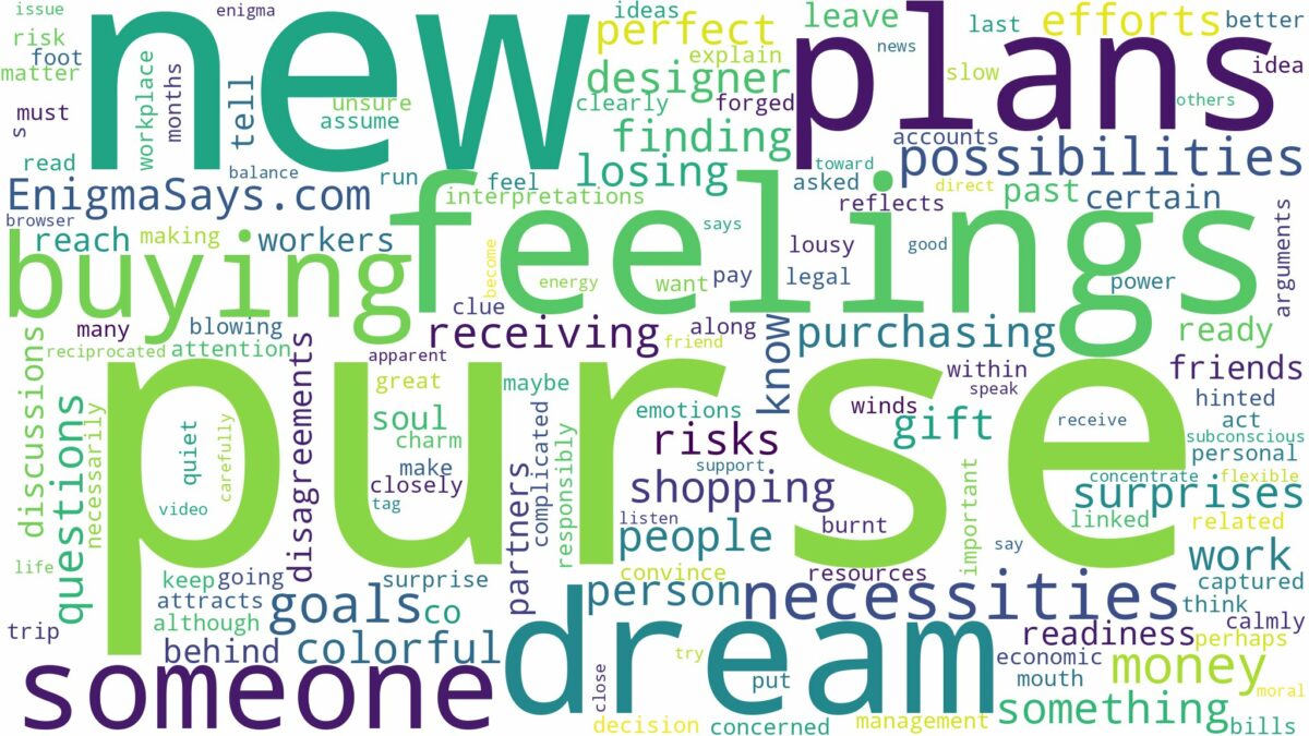 dreaming of buying a new purse and related dreams with their meanings in a word cloud