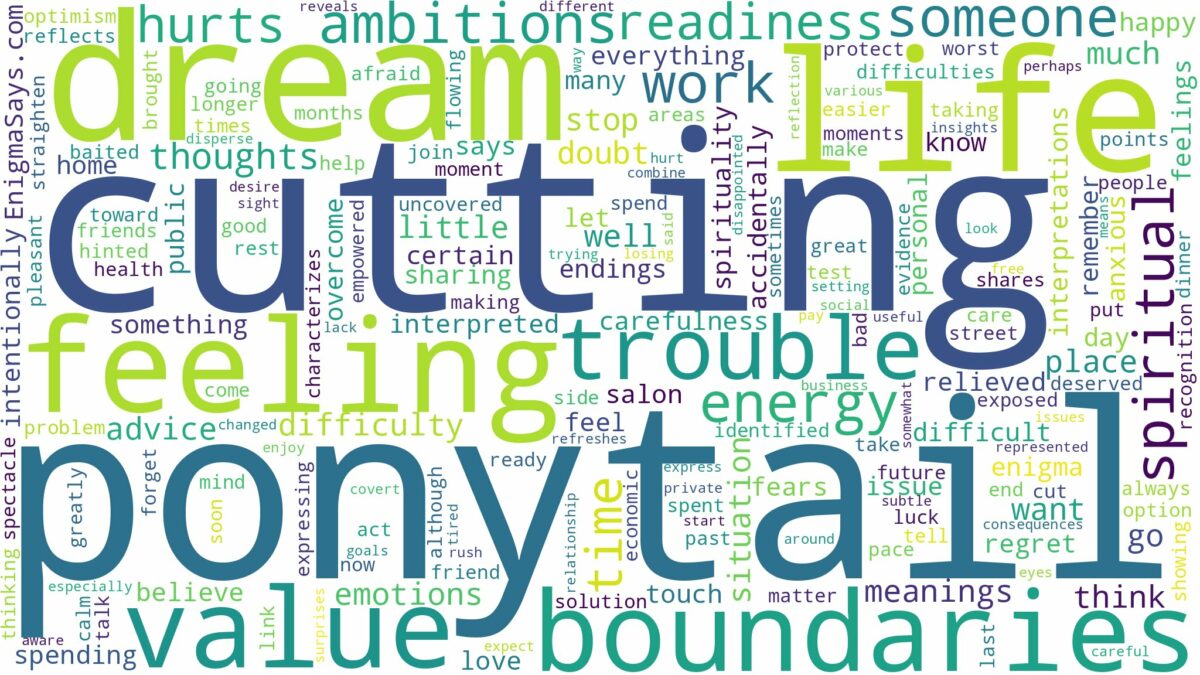 dream of cutting ponytail and related dreams with their meanings in a word cloud