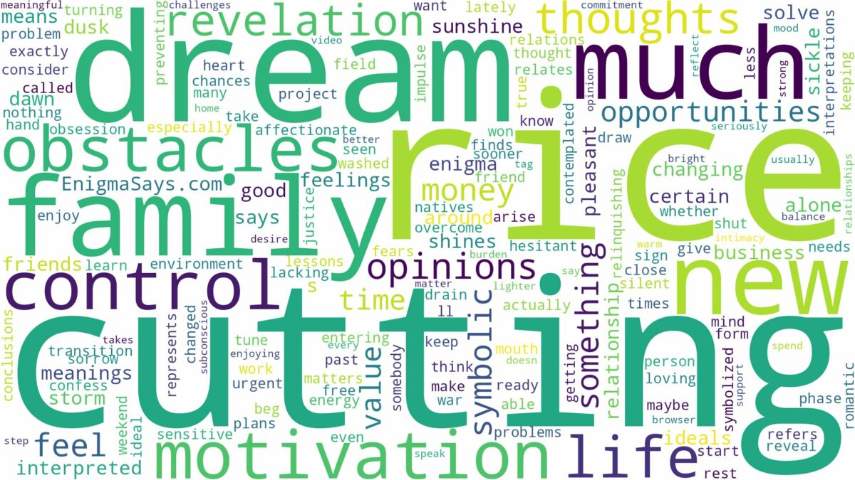 dream of cutting rice and related dreams with their meanings in a word cloud