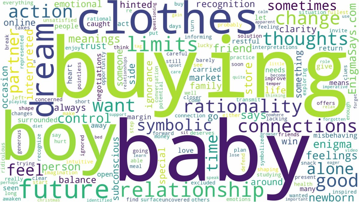 dreaming of buying baby boy clothes and related dreams with their meanings in a word cloud