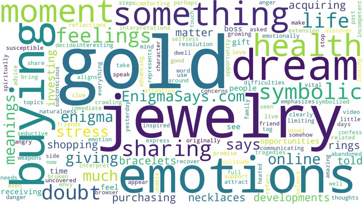 dreaming of buying gold jewelry and related dreams with their meanings in a word cloud