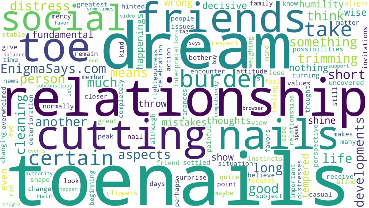 dreaming of cutting your toe nails and related dreams with their meanings in a word cloud