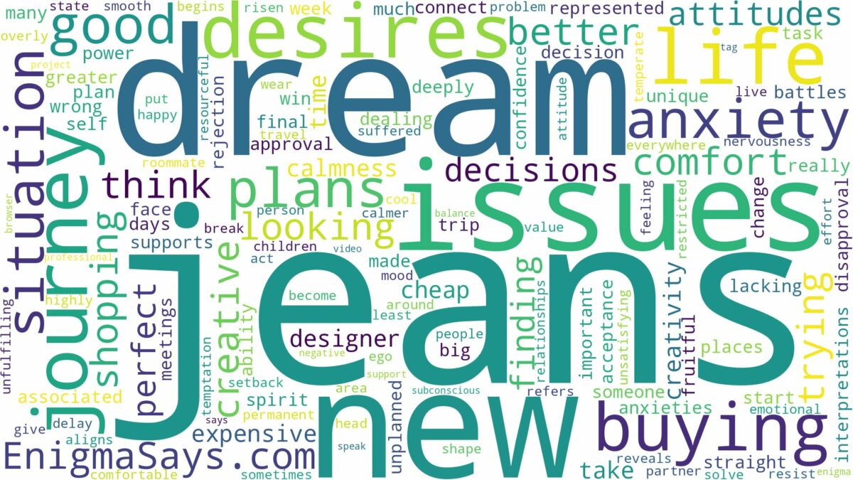 dreaming of buying new jeans and related dreams with their meanings in a word cloud