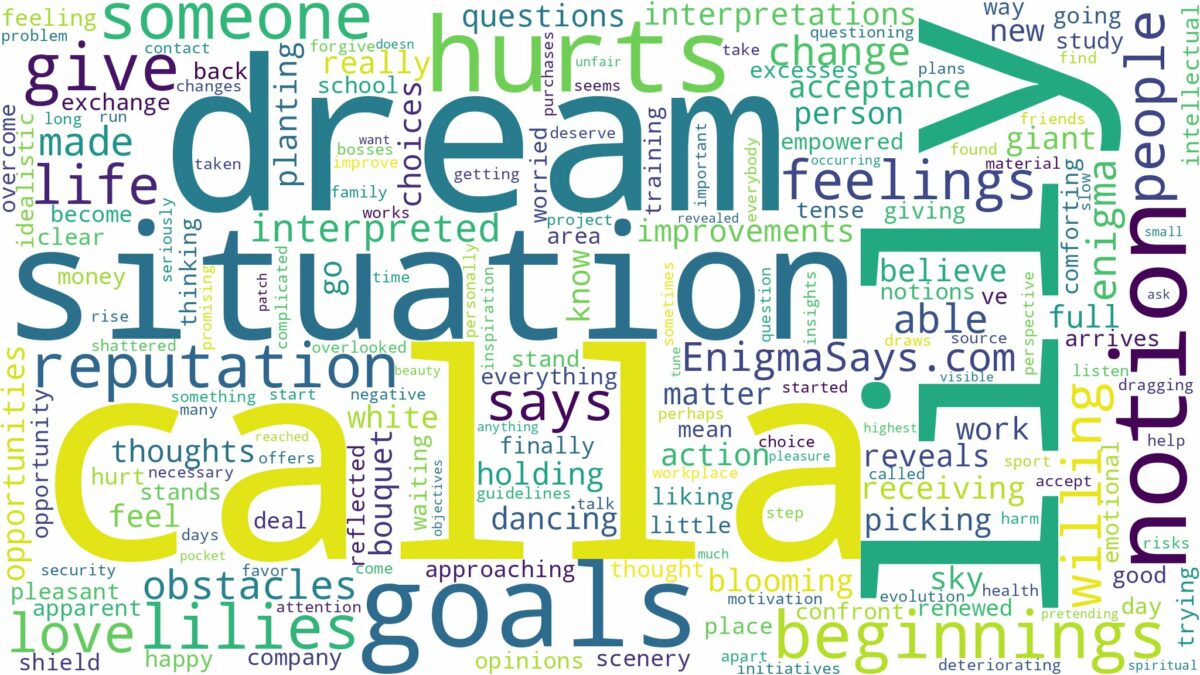 dream about calla lily and related dreams with their meanings in a word cloud