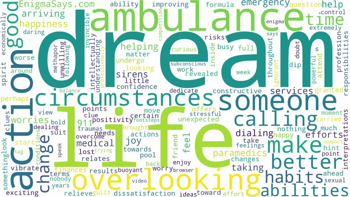 dream of calling an ambulance and related dreams with their meanings in a word cloud