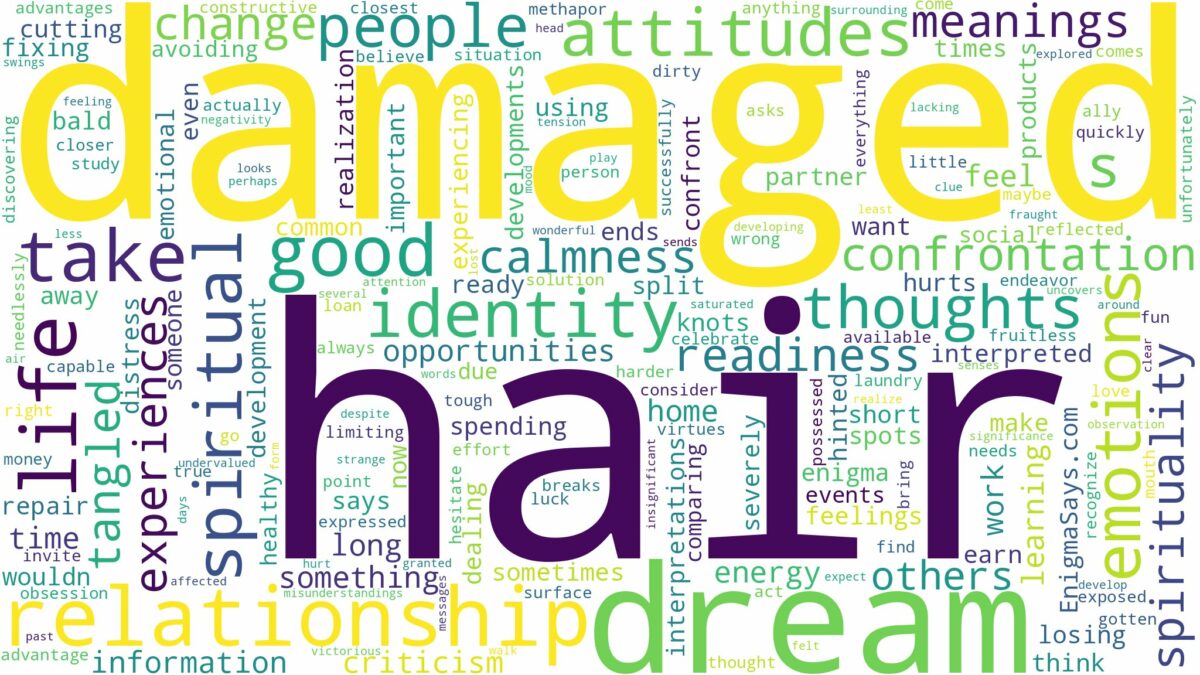 dream about damaged hair and related dreams with their meanings in a word cloud