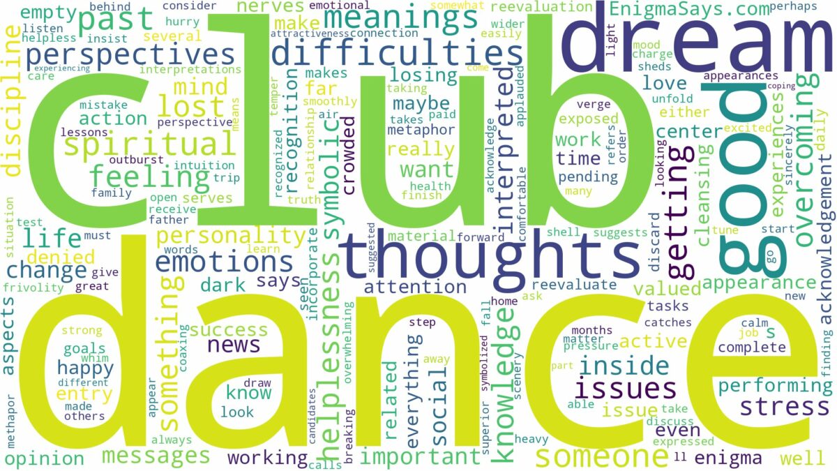 dream about dance club and related dreams with their meanings in a word cloud