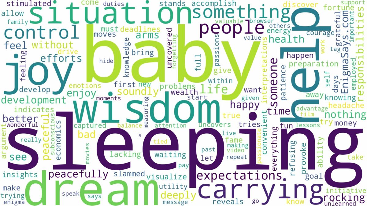 dreaming of carrying a sleeping baby and related dreams with their meanings in a word cloud