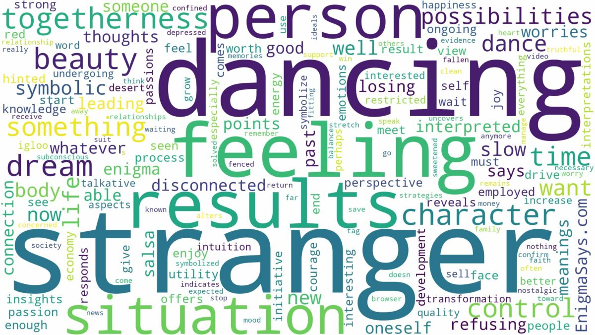 dreaming of dancing with a stranger and related dreams with their meanings in a word cloud